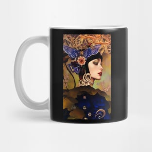 Pretty Art Deco girl painting with butterflies flowers and roses Mug